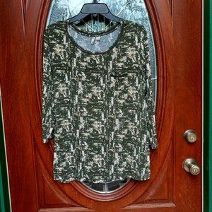Cato Olive Green Pullover Geometric Top Size XL